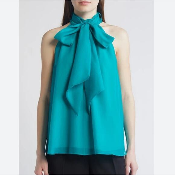 NEW Ted Baker Tejeda Tie Neck Draped Trapeze Sleeveless Top Green - Picture 1 of 13